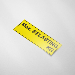 Waarschuwingssticker Max. Belasting KG