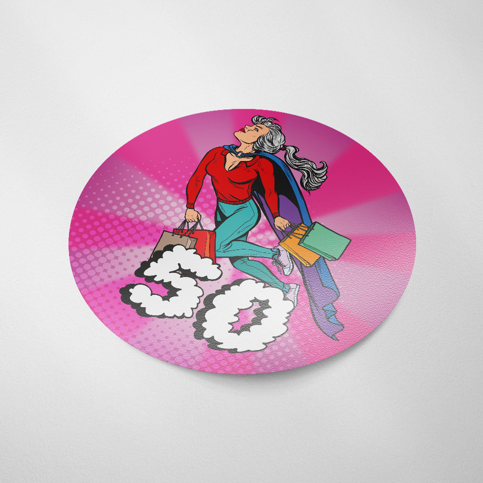 Kameel charme tentoonstelling Feest sticker, Sarah! 50 jaar sticker - Ontwerpstickers