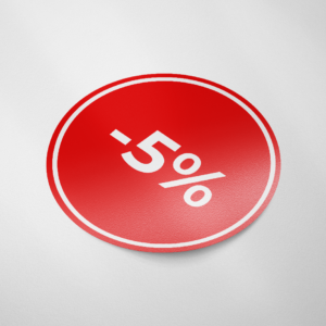 Sale sticker -5% korting (Rond/Rood)
