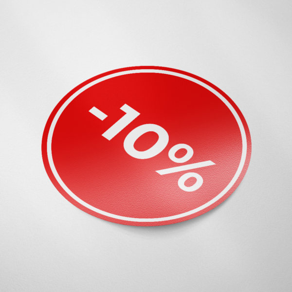 Sale sticker -10% korting (Rond/Rood)