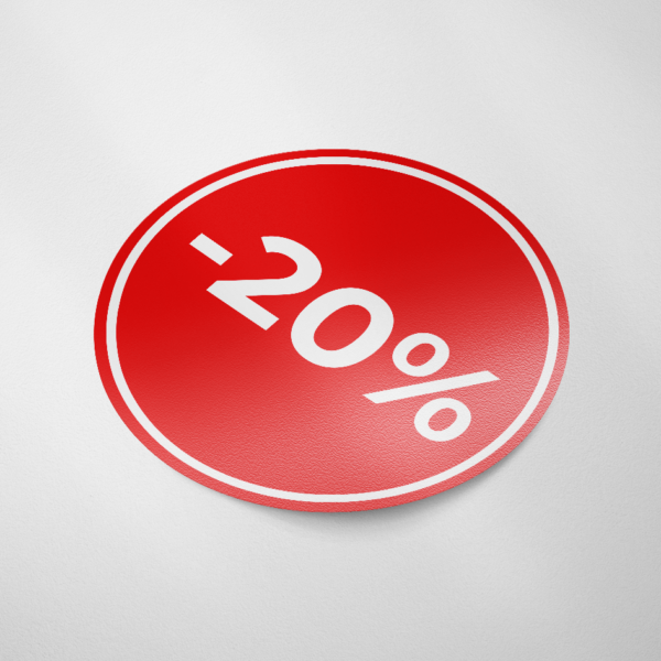 Sale sticker -20% korting (Rond/Rood)