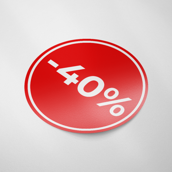 Sale sticker -40% korting (Rond/Rood)