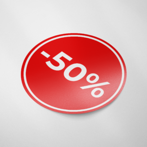 Sale sticker -50% korting (Rond/Rood)