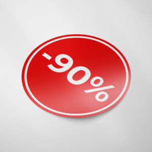 Sale sticker -90% korting (Rond/Rood)