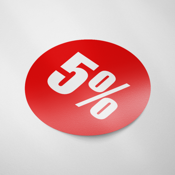 Sale sticker 5% (Rond/Rood)
