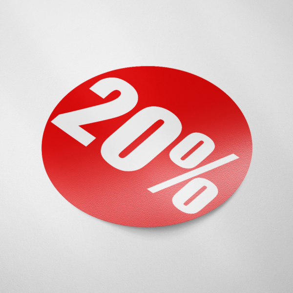 Sale sticker 20% (Rond/Rood)