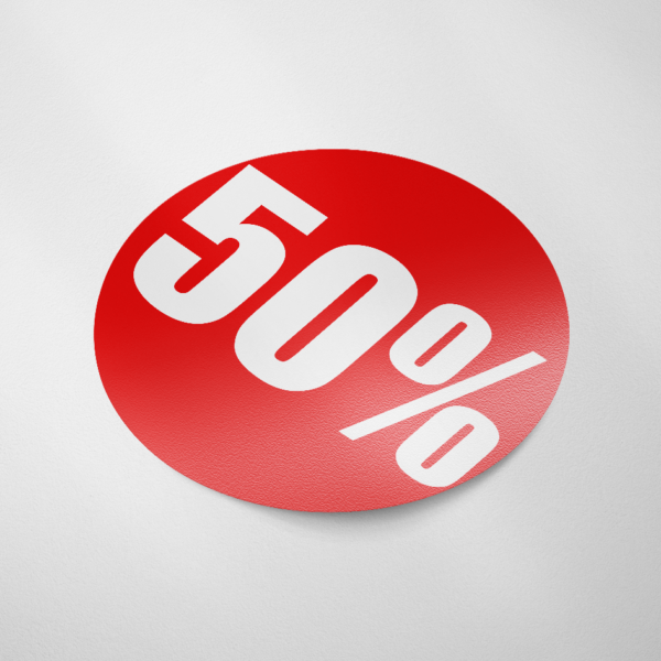 Sale sticker 50% (Rond/Rood)