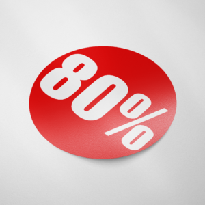 Sale sticker 80% (Rond/Rood)