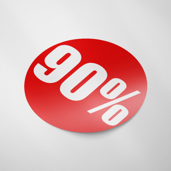 Sale sticker 90% (Rond/Rood)