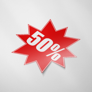 Sale sticker 50% (Ster/Rood)