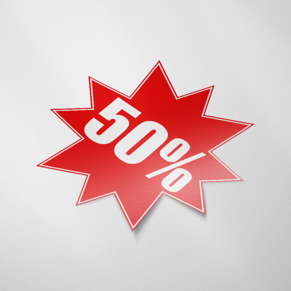 Sale sticker 50% (Ster/Rood)