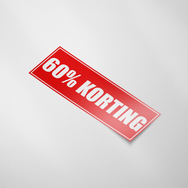 Sale sticker 60% korting (Rechthoek/Rood)