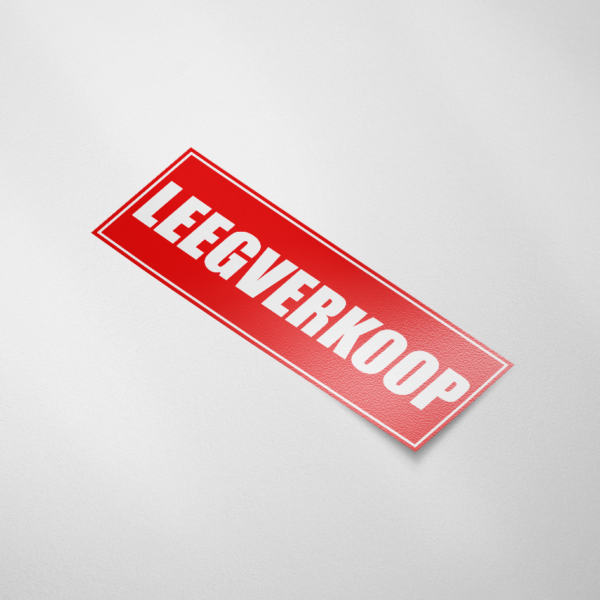 Sale sticker LEEGVERKOOP (Rechthoek/Rood)