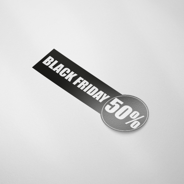 Sale sticker BLACK FRIDAY 50% (Rechthoek/Zwart)