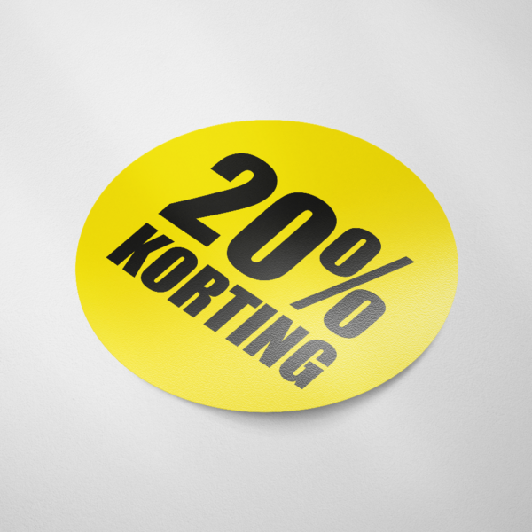 Sale sticker 20% korting (Rond/Geel)