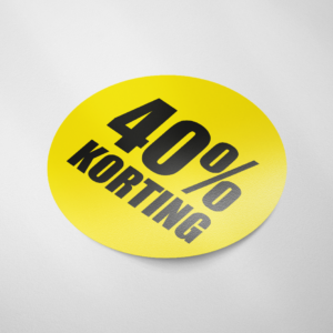 Sale sticker 40% korting (Rond/Geel)