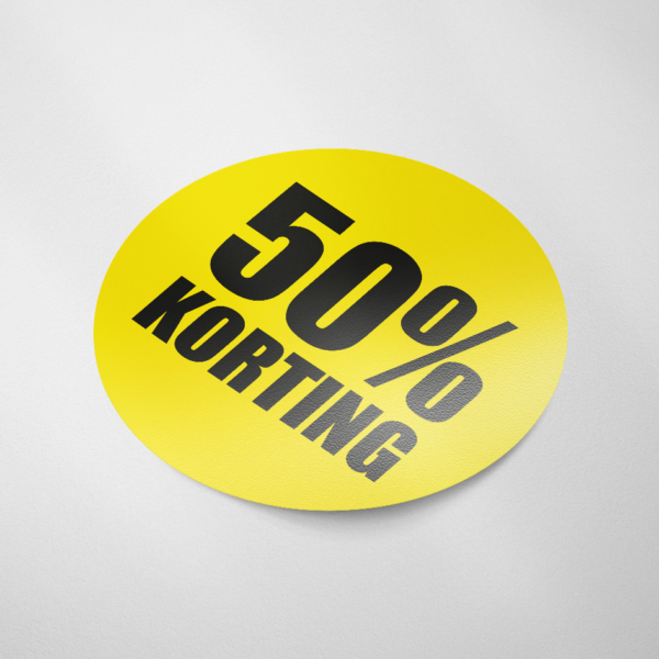 Sale sticker 50% korting (Rond/Geel)
