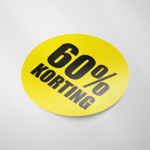 Sale sticker 60% korting (Rond/Geel)