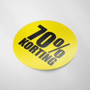 Sale sticker 70% korting (Rond/Geel)