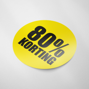 Sale sticker 80% korting (Rond/Geel)