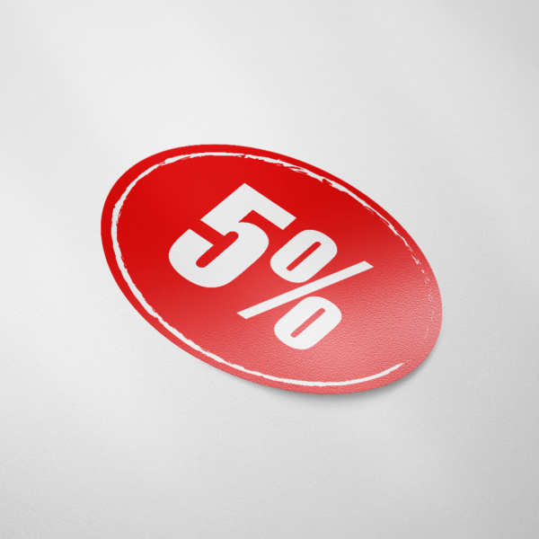 Sale sticker 5% (Ovaal/Rood)