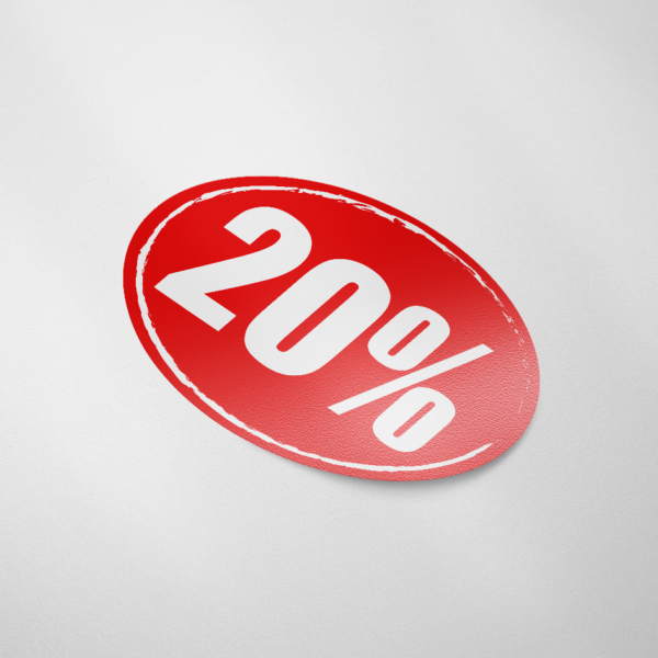 Sale sticker 20% (Ovaal/Rood)