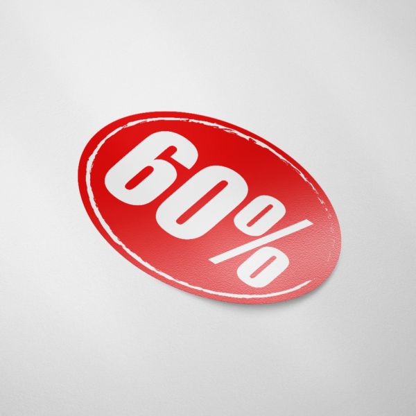 Sale sticker 60% (Ovaal/Rood)