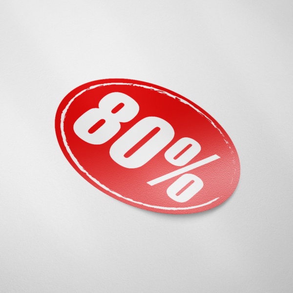Sale sticker 80% (Ovaal/Rood)