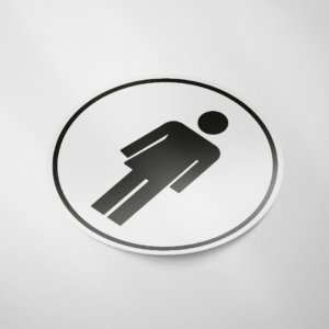 Genderneutraal toilet pictogram (rond/wit)