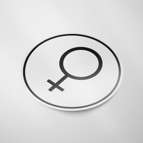 Dames toilet pictogram (rond/wit)