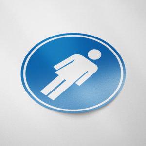 Genderneutraal toilet pictogram (rond/blauw)