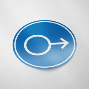 Heren toilet pictogram (rond/blauw)