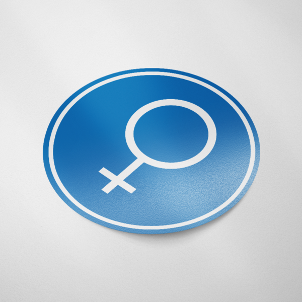 Dames toilet pictogram (rond/blauw)