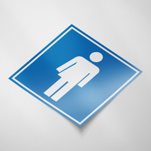 Genderneutrale toilet pictogram (Vierkant-Blauw)