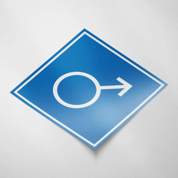 Heren toilet pictogram (Vierkant-Blauw)