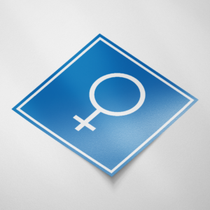 Dames toilet pictogram (Vierkant-Blauw)