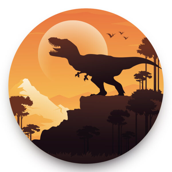 Dinosaurus zonsondergang behangcirkel - kinderkamer