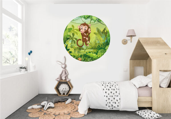 Jungle aap behangcirkel - kinderkamer