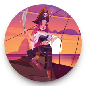 Vrouwelijke piraat behangcirkel - kinderkamer
