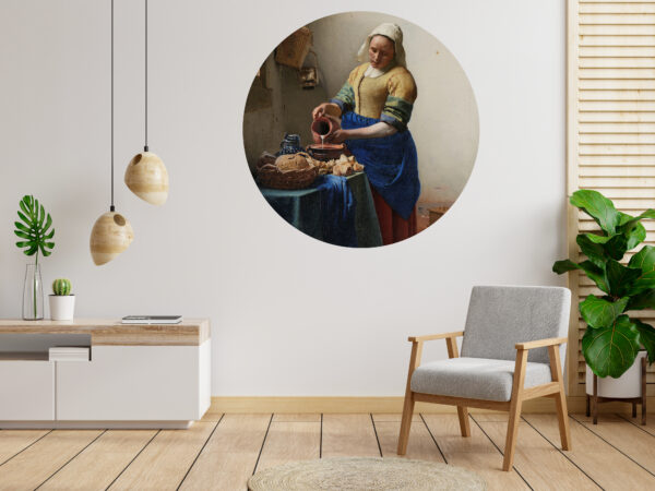 Het Melkmeisje - Johannes Vermeer - Behangcirkel