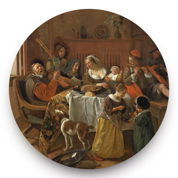 Het vrolijke huisgezin - Jan Steen - Behangcirkel