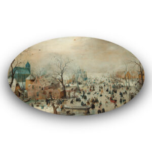 Winterlandschap met schaatsers - Hendrick Avercamp - Behang Ovaal