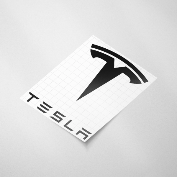 Auto sticker, Tesla logo + tekst- Snijfolie