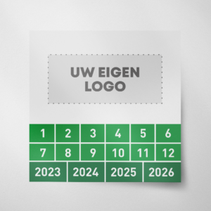 Keuringssticker blanco met logo