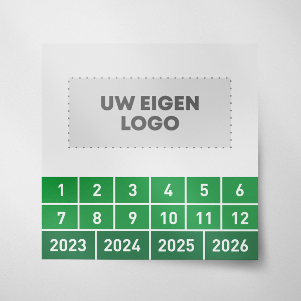 Keuringssticker blanco met logo