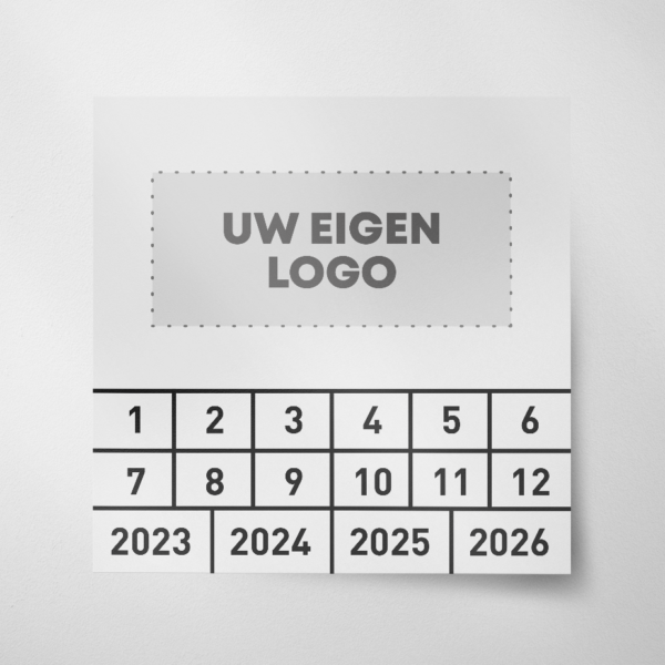 Keuringssticker blanco met logo