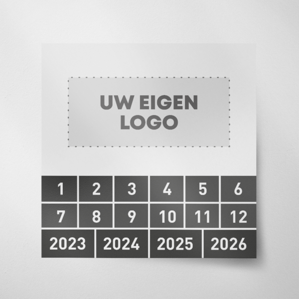 Keuringssticker blanco met logo