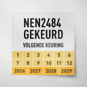 NEN2484- Keuringssticker- Vierkant- 2026- Geel