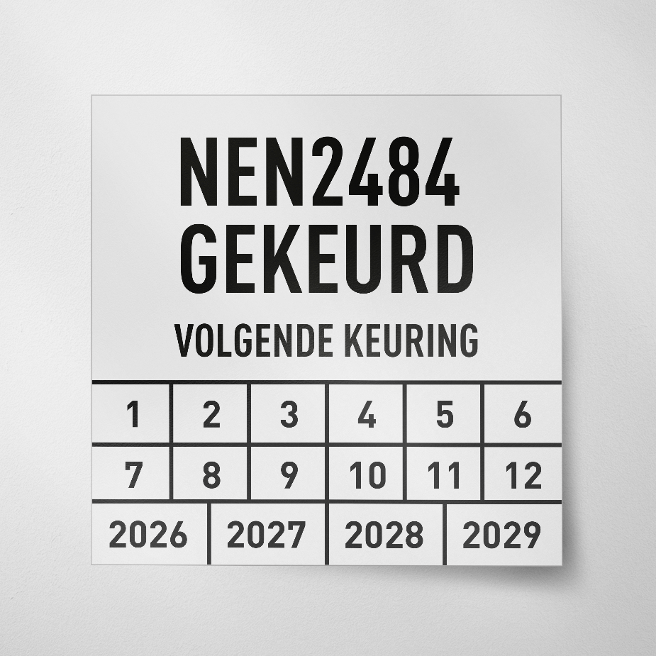 NEN2484- Keuringssticker- Vierkant- 2026- Wit