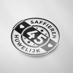 Raamsticker voor saffieren huwelijk, 45 jaar getrouwd